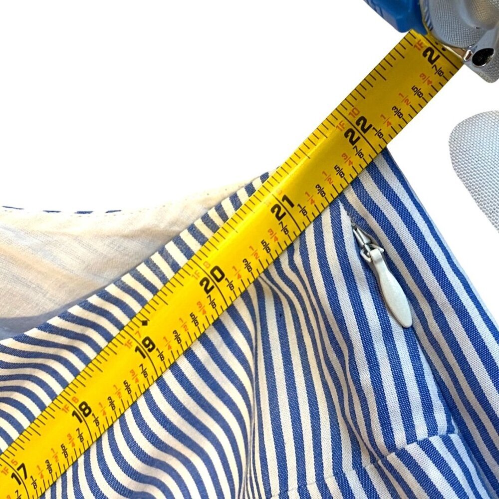 J Crew Striped Blue & White Sleeveless Tiered Dress Size 16 Cotton Blend - Picture 9 of 10